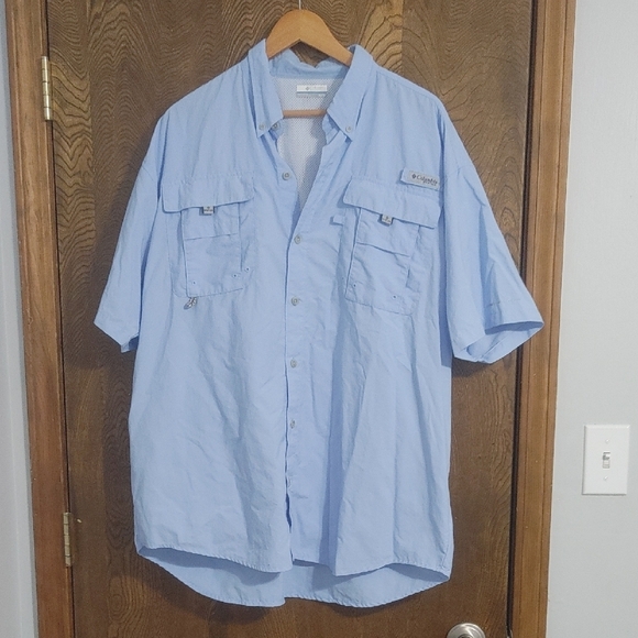 Colombia Performance Fishing Gear Bahama II Short Sleeve Shirt Blue Xl - Picture 1 of 11